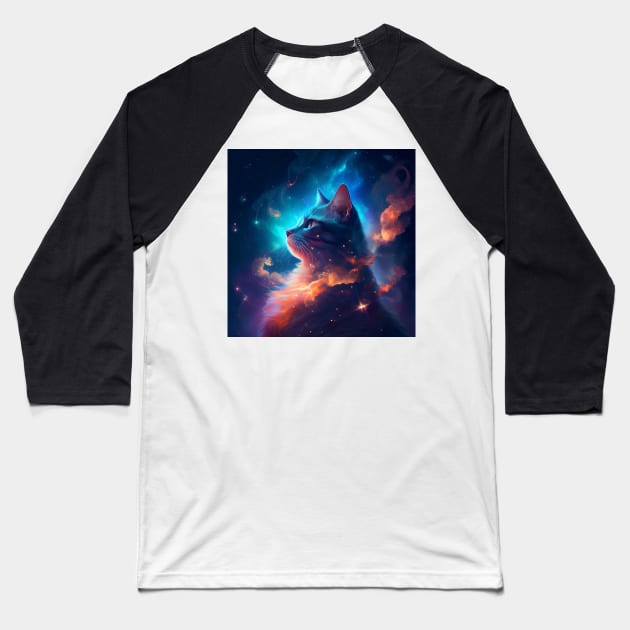 Celestial Felines Baseball T-Shirt by D3monic